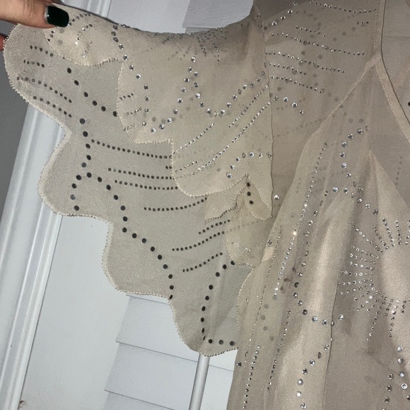 Tracy Reese Beige Blouse with Shimmering Accents - Picture 3 of 7